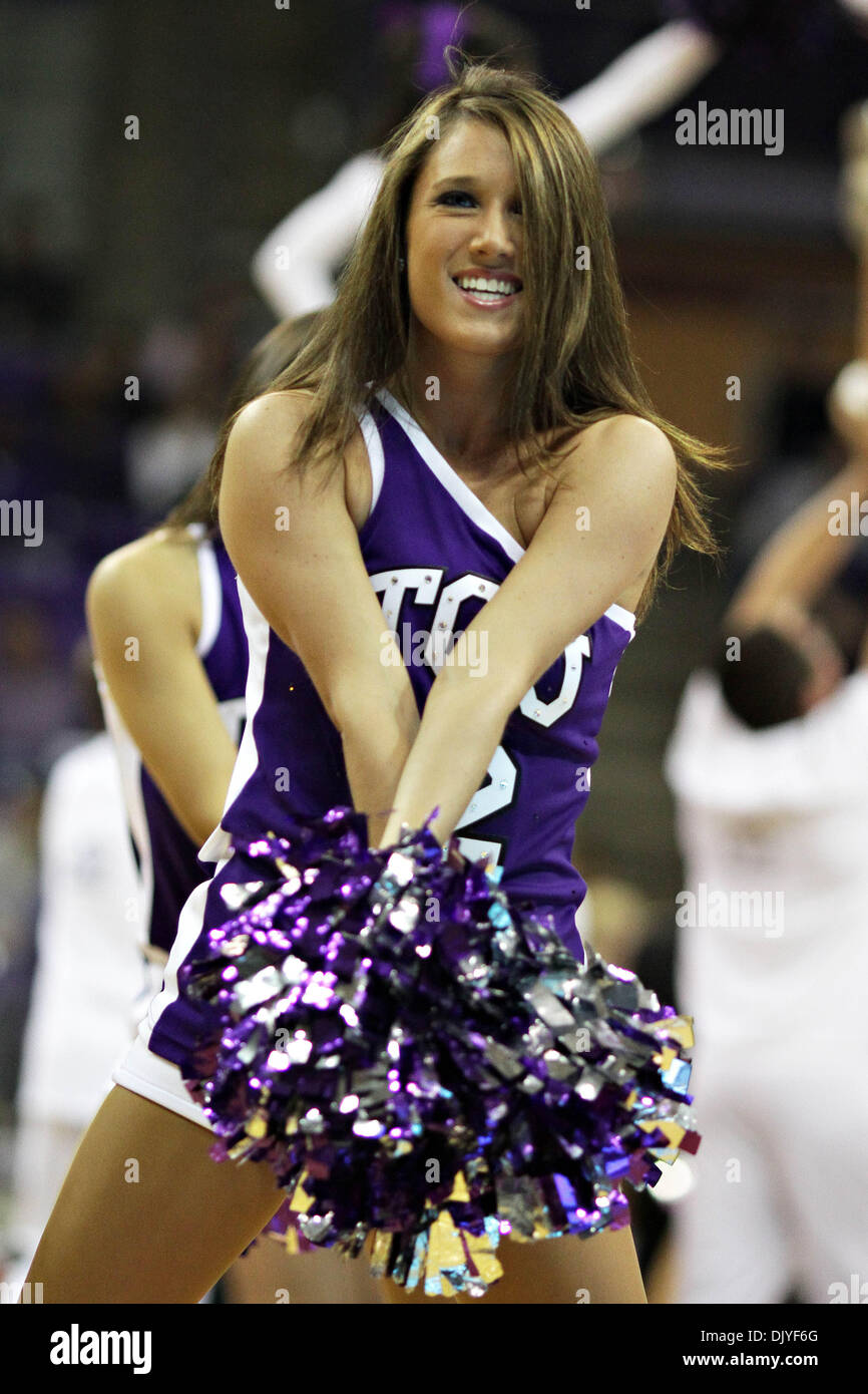 Nov. 29, 2010 - Fort Worth, Texas, United States of America - TCU Cheerleaders in action against the USC Trojans.  At halftime, TCU leads USC 38-31at Amon G. Carter Stadium. (Credit Image: © Andrew Dieb/Southcreek Global/ZUMAPRESS.com) Stock Photo