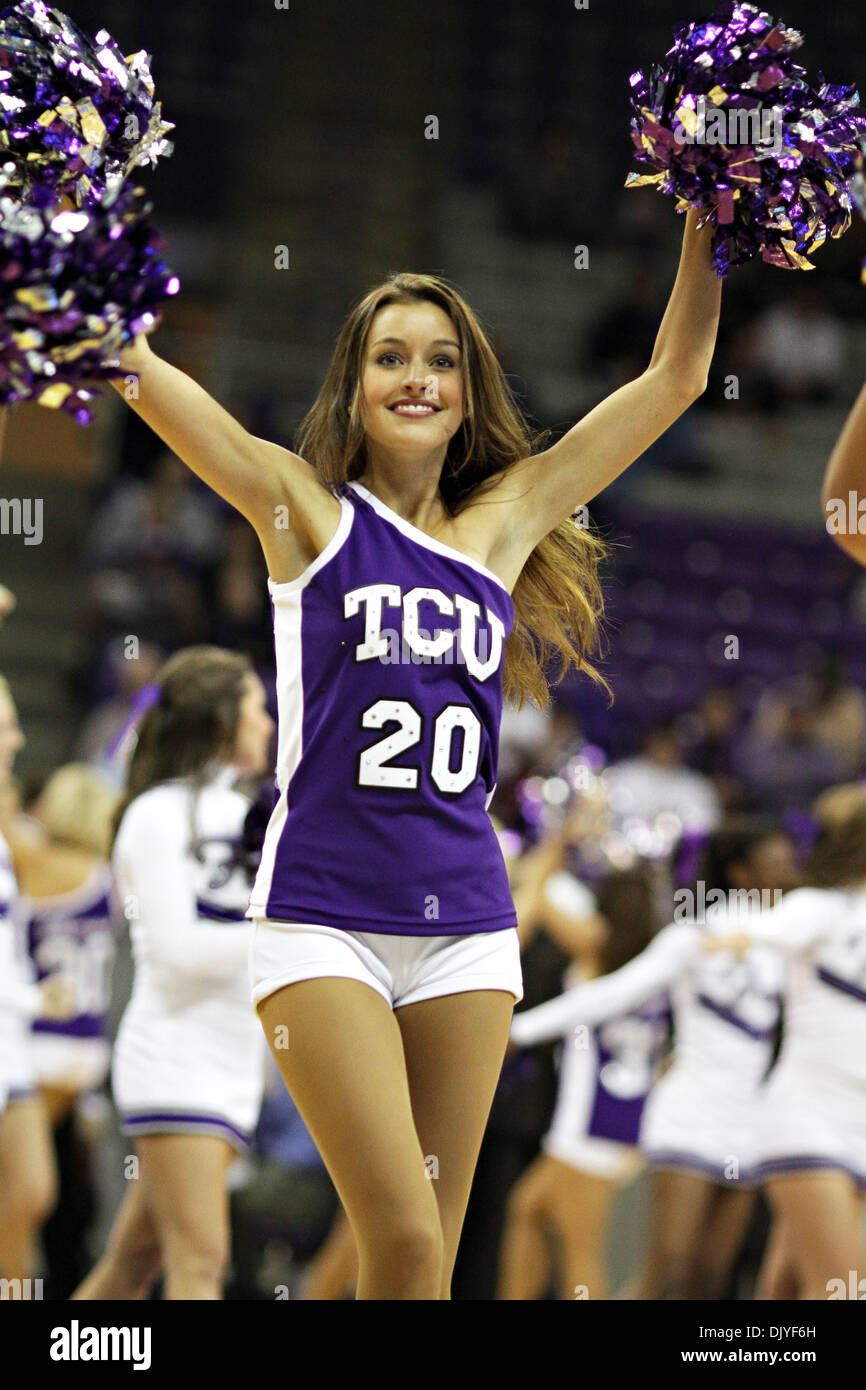 Nov. 29, 2010 - Fort Worth, Texas, United States of America - TCU Cheerleaders in action against the USC Trojans.  At halftime, TCU leads USC 38-31at Amon G. Carter Stadium. (Credit Image: © Andrew Dieb/Southcreek Global/ZUMAPRESS.com) Stock Photo