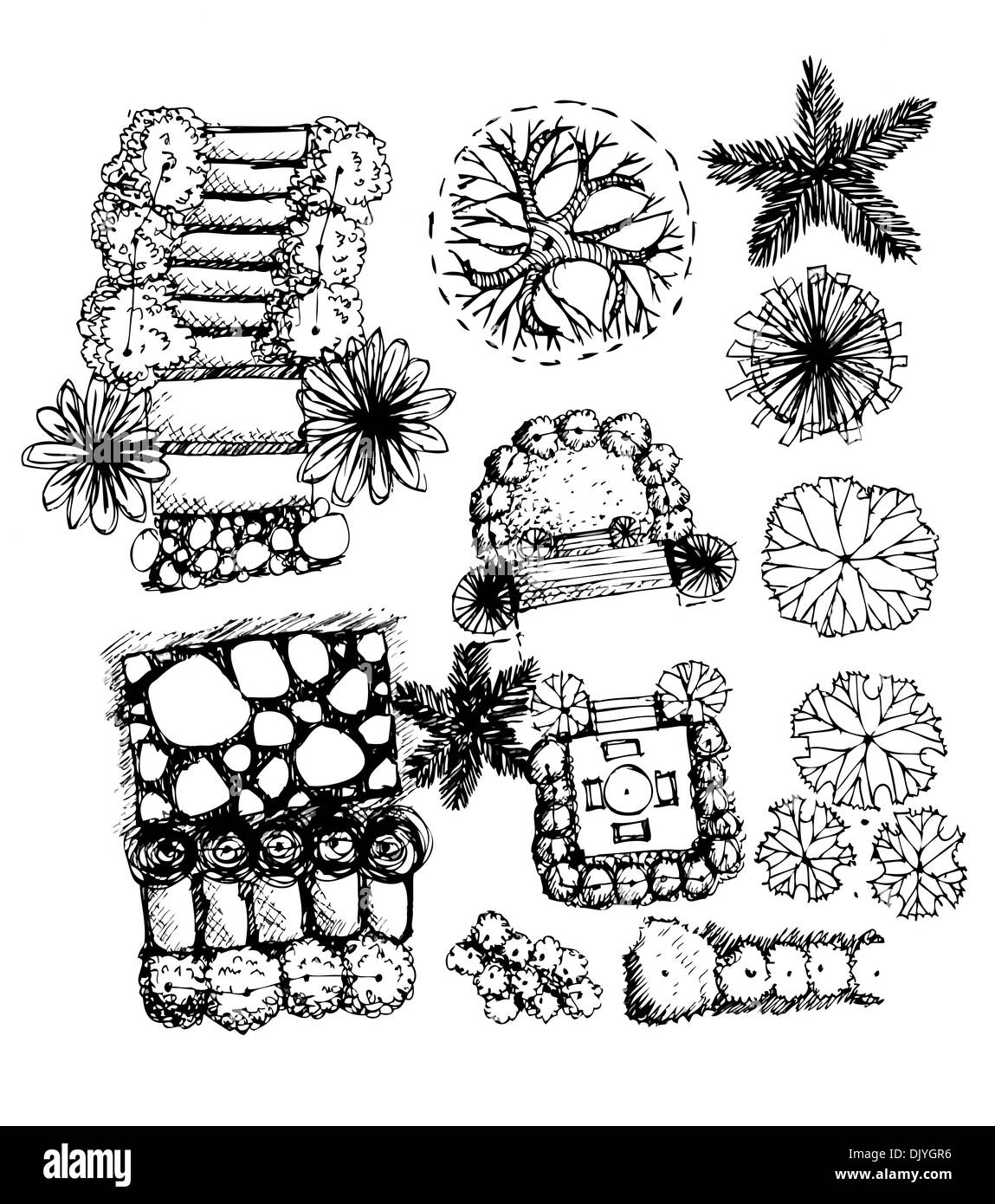 Trees top view for architecture landscape design projects Stock Photo