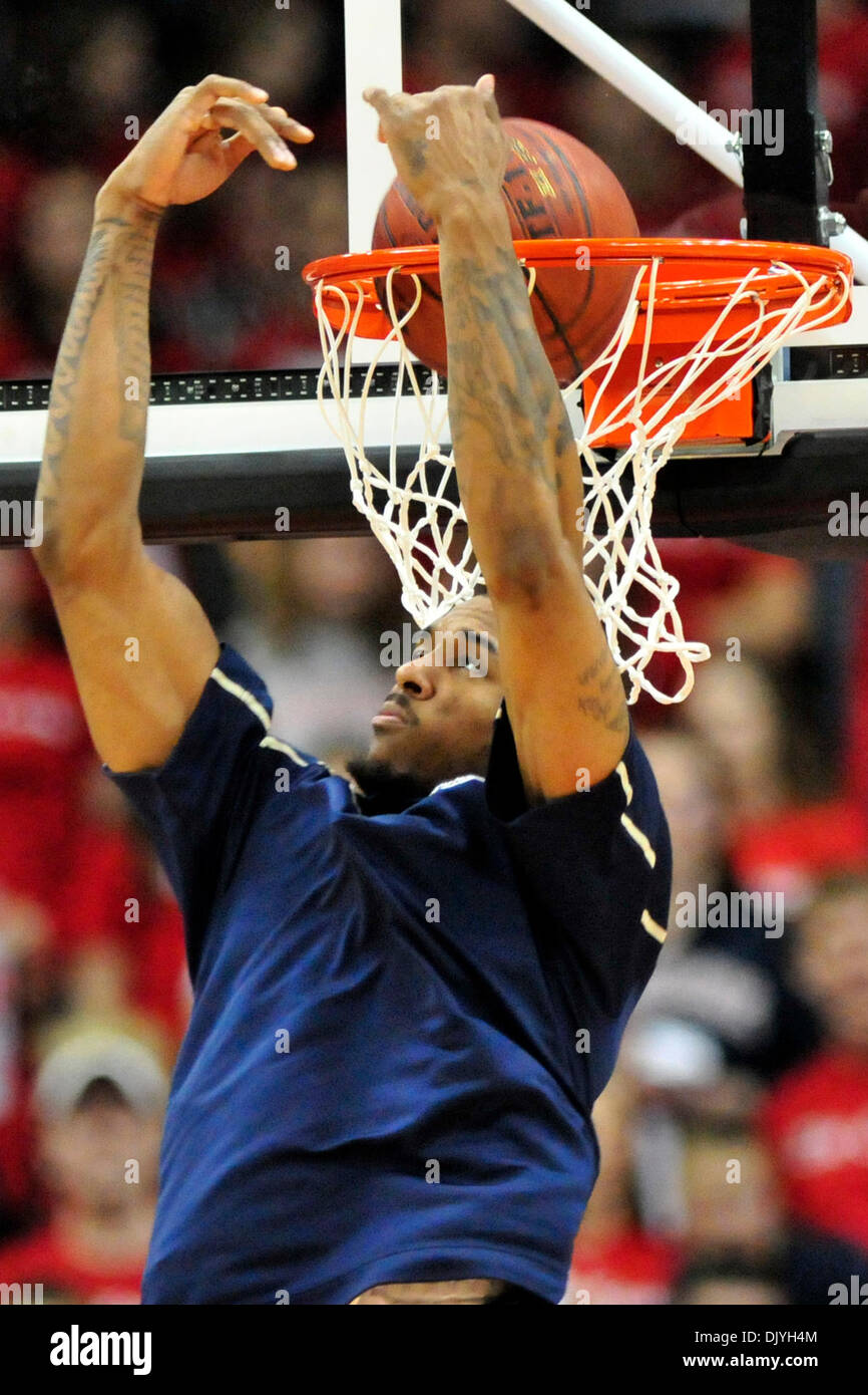 Dec. 2, 2010 - Pittsburgh, Pennsylvania, United States of America - 01 December 2010: Pittsburgh Panther F Gilbert Brown dunks in warmups before the game against Duquesne at the Consol Energy Center in Pittsburgh Pennsylvania. Pittsburgh defeats Duquesne 80-66 for bragging rights in the city of Pittsburgh. (Credit Image: © Paul Lindenfelser/Southcreek Global/ZUMAPRESS.com) Stock Photo