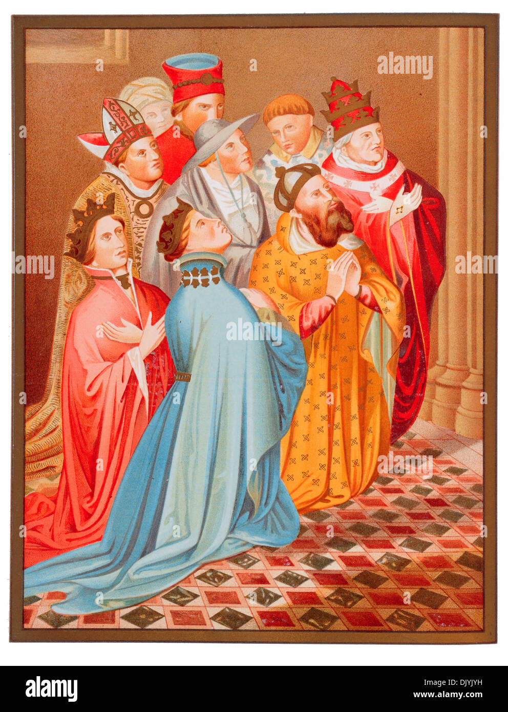 ferdinand first king of arragon his queen the emperor sigismund and pope martin v chromolitho Stock Photo