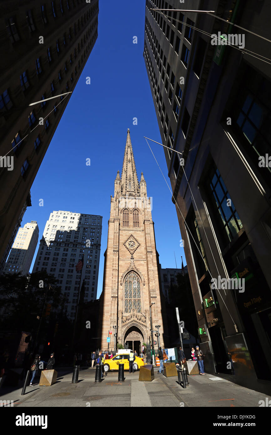 Trinity Church on Wall Street, New York. America Stock Photo