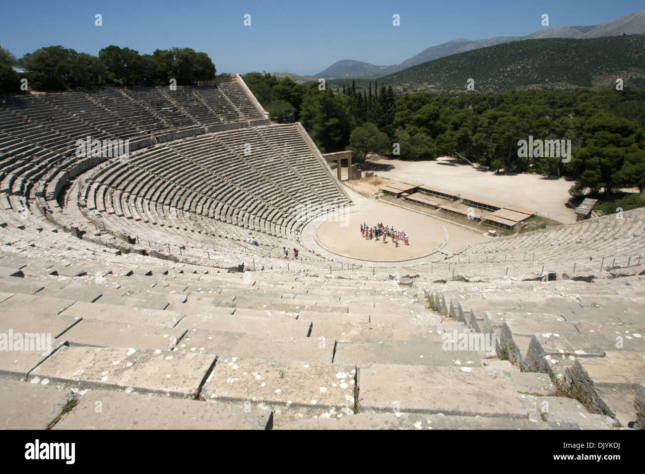 A antic theater in Epidaurus, Peloponnese Greece Stock Photo