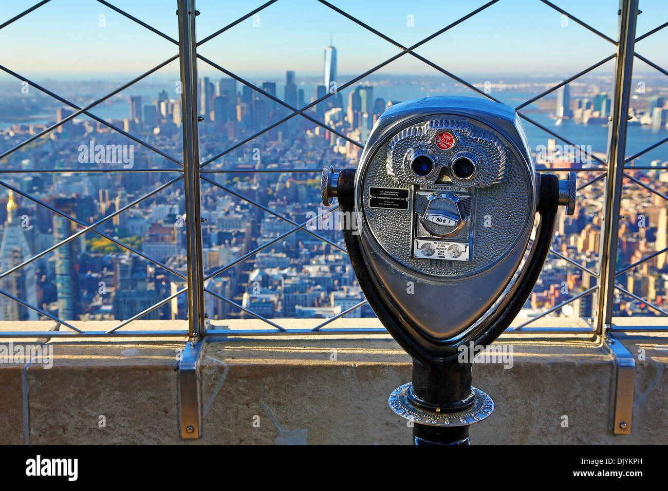 New York Manhattan city skyline and tower viewer telescope