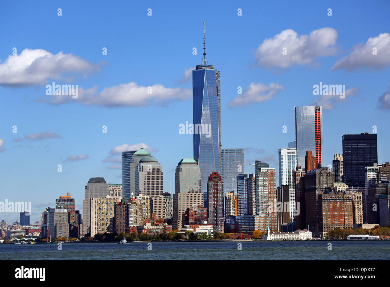 General view of the New York Manhattan city skyline and One World Trade Center ( 1 WTC ), New York. America Stock Photo