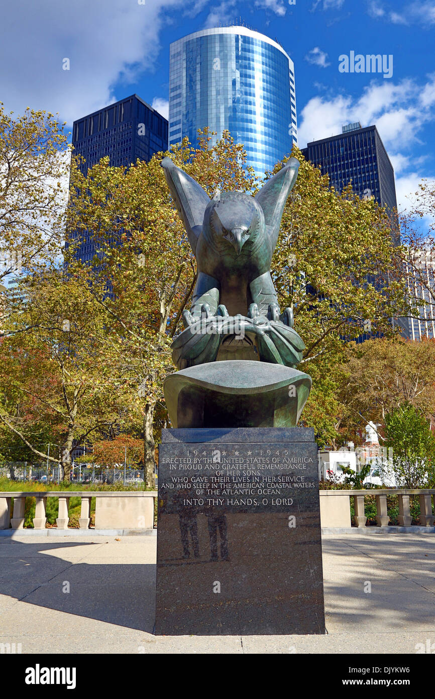 East Coast Memorial eagle statue in Battery Park, New York. America Stock Photo