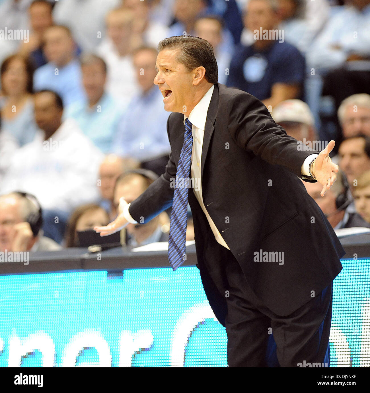 Dec 4, 2010 - Chapel Hill, North Carolina; USA -  Kentucky Wildcats Head Coach JOHN CALIPARI as the University of North Carolina Tarheels defeat the Kentucky Wildcats with a final score of 75-73 as they played mens college basketball at the Dean Smith Center located in Chapel Hill.  Copyright 2010 Jason Moore. (Credit Image: © Jason Moore/ZUMAPRESS.com) Stock Photo