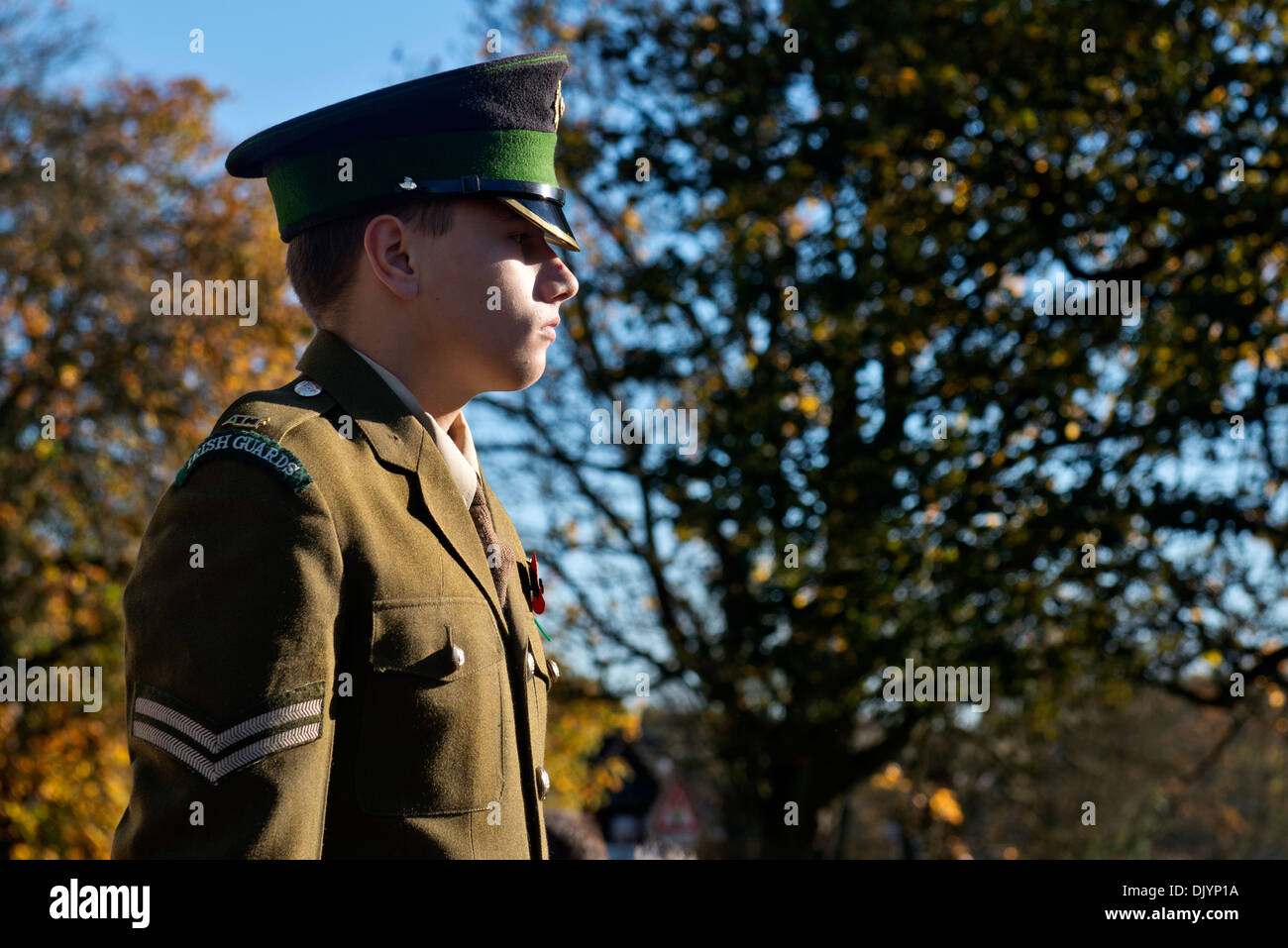 Model released image of an Army Cadet on duty during the Remembrance Service in Hemel Hempstead. Stock Photo