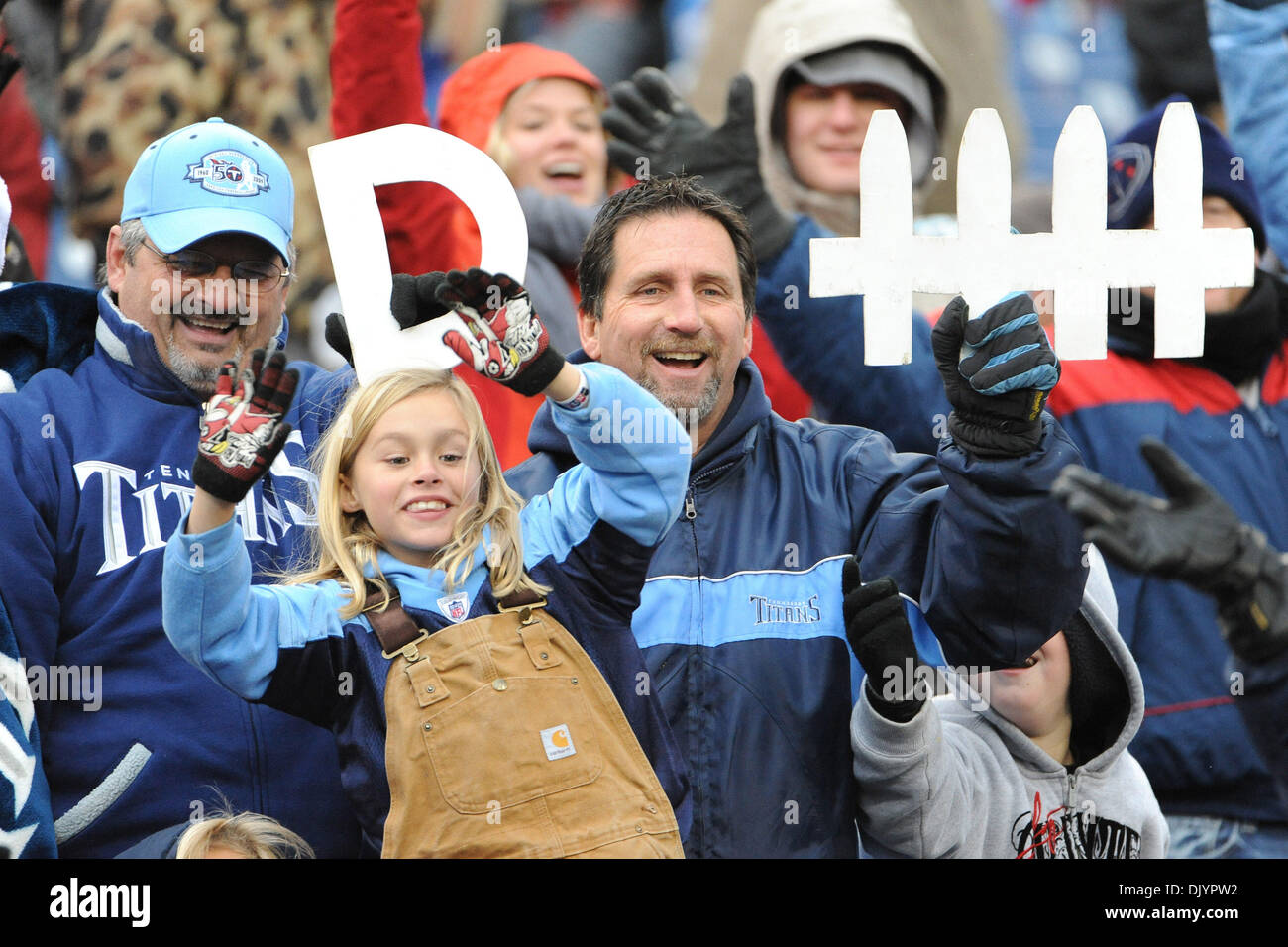 Dec. 5, 2010 - Nashville, Tennessee, United States of America - Tennessee Titans fans during game action between the Tennessee Titans and Jacksonville Jaguars at LP Field in Nashville, Tennessee. The Jaguars defeat the Titans 17 to 6. (Credit Image: © Bryan Hulse/Southcreek Global/ZUMAPRESS.com) Stock Photo