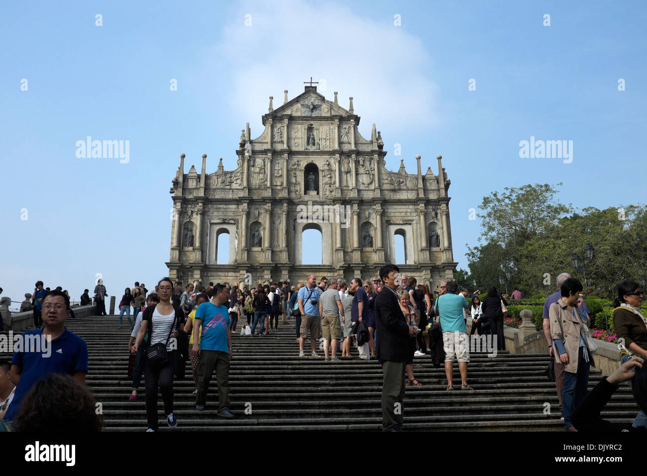 Tourists at The Ruins of St. Paul in Macau, China Stock Photo