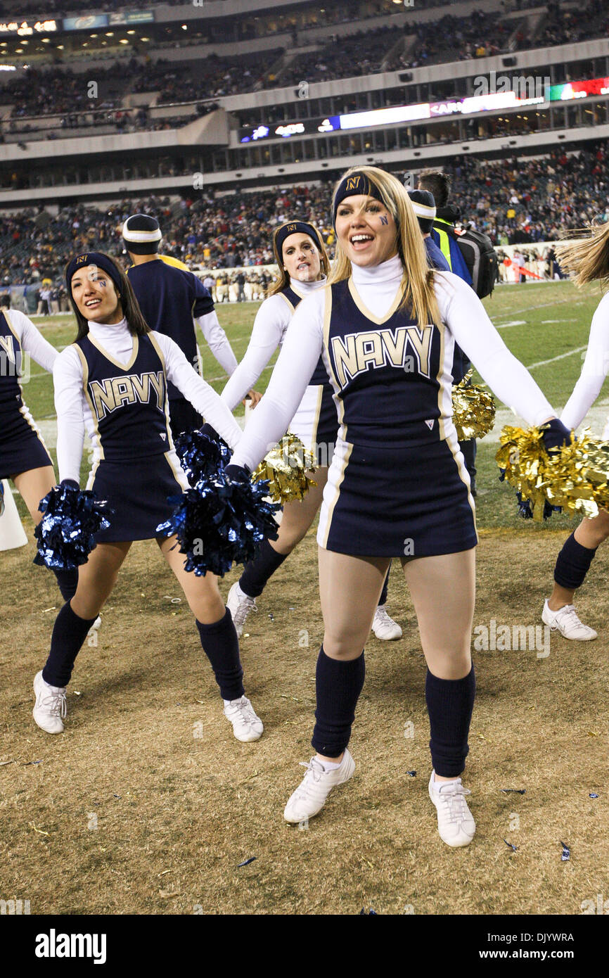 Dec. 11, 2010 - Philadelphia, Pennsylvania, United States of America - 11  December 2010: Navy Midshipmen Cheerleaders in action at the 111th Meeting  of the United States Military Academy and The United
