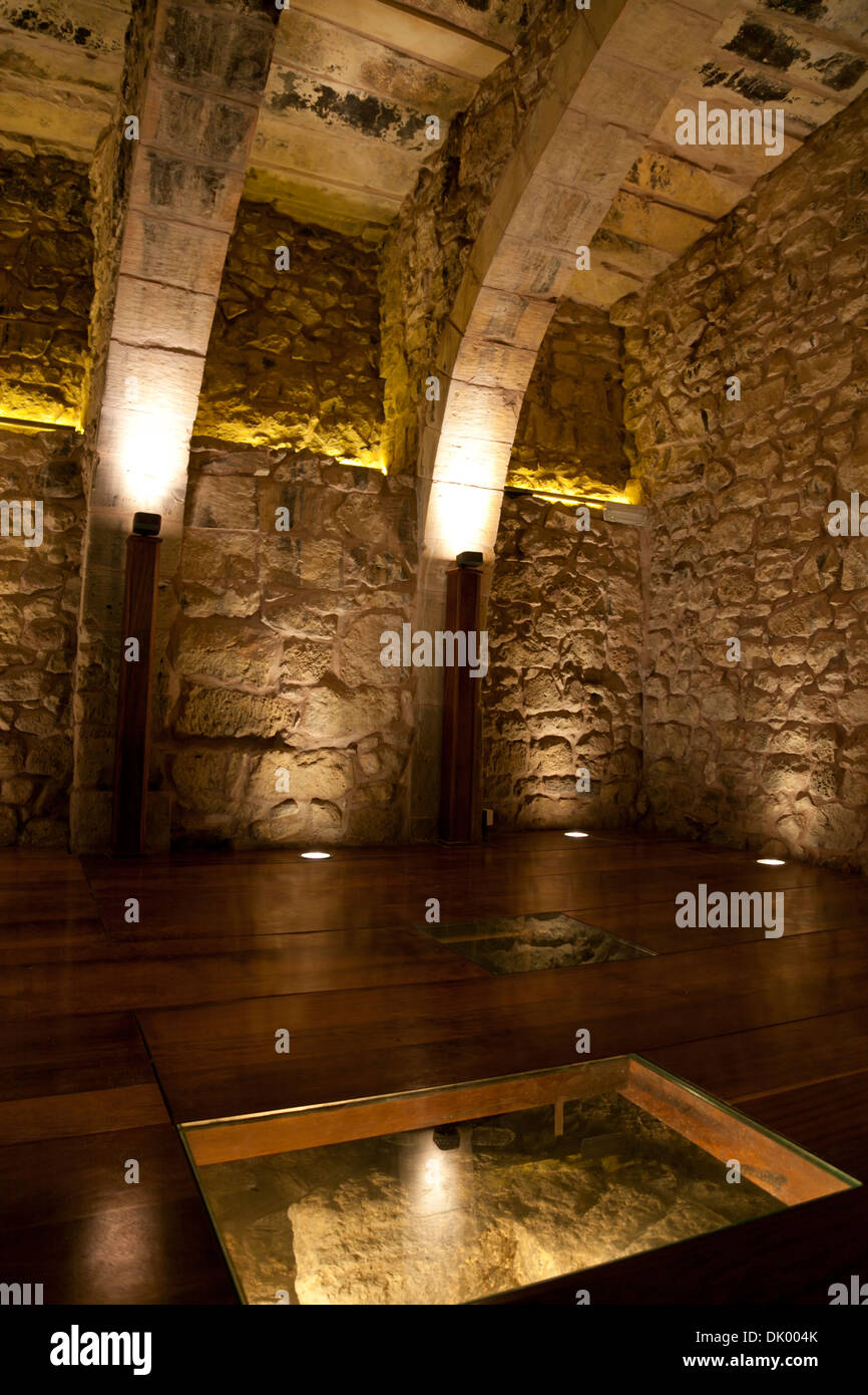 The interior of the medieval St Cecilia Chapel in Gozo in Malta. Stock Photo