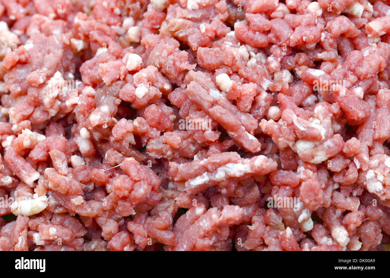 Macro view of raw minced beef, made from a rump steak. Stock Photo