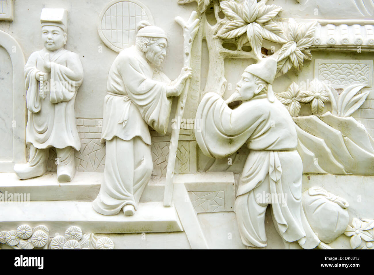 Chinese scholars carved on Chinese classical sculptures Stock Photo