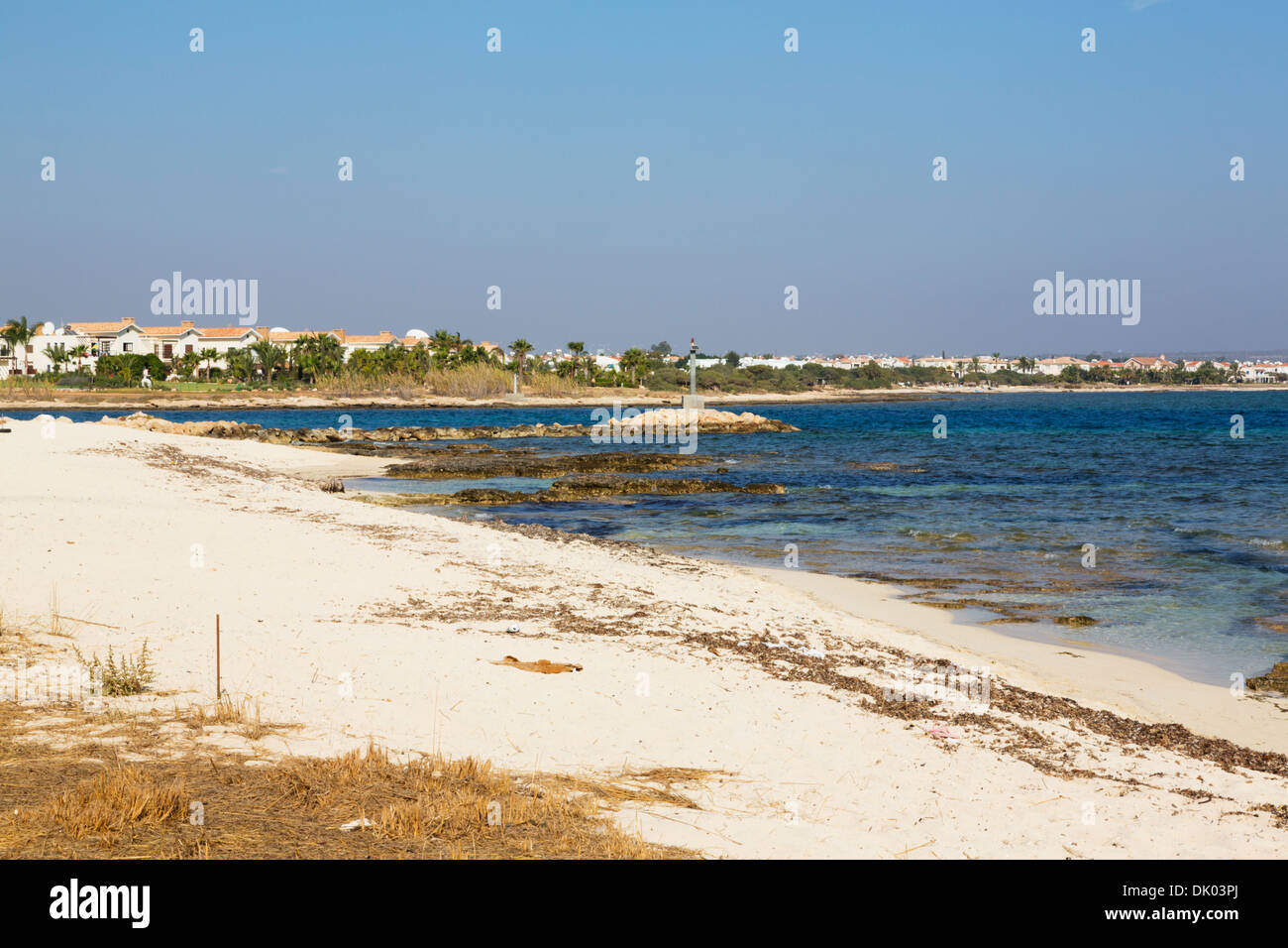 Sandy beach at Potamos Creek, Liopetri, Cyprus. Stock Photo