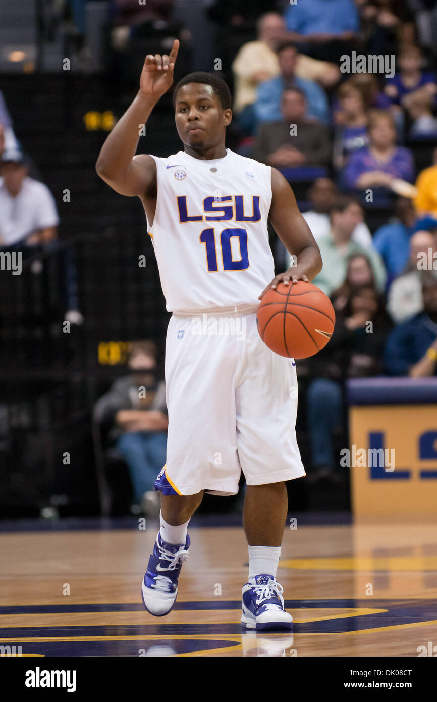 Dec. 22, 2010 - Baton Rouge, Louisiana, United States of America - LSU Tiger guard Andre Stringer (10) calls a play during the first half. North Texas defeated LSU 75-55. (Credit Image: © Joseph Bellamy/Southcreek Global/ZUMAPRESS.com) Stock Photo