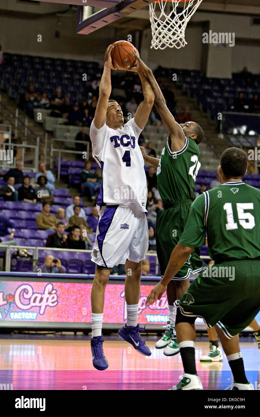 Dec. 28, 2010 - Fort Worth, Texas, US - TCU Horned Frogs Forward Amric Fields #4 in action against the Chicago State Cougars.  TCU defeats Chicago State 99-72 at Amon G. Carter Stadium. (Credit Image: © Andrew Dieb/Southcreek Global/ZUMAPRESS.com) Stock Photo