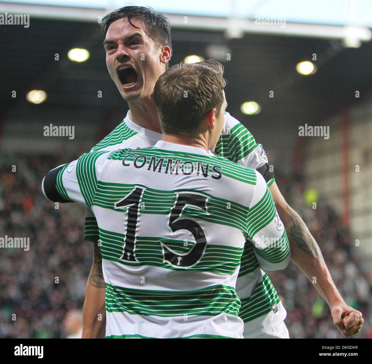 Edinburgh, Scotland. 01st Dec, 2013. Mikael Lustig and Kris Commons celebrate Kris Commons goal during the William Hill Scottish Cup Fourth Round Heart of Midlothian and Celtic. From Tynecastle Stadium, Gorgie, Edinburgh. Credit:  Action Plus Sports/Alamy Live News Stock Photo