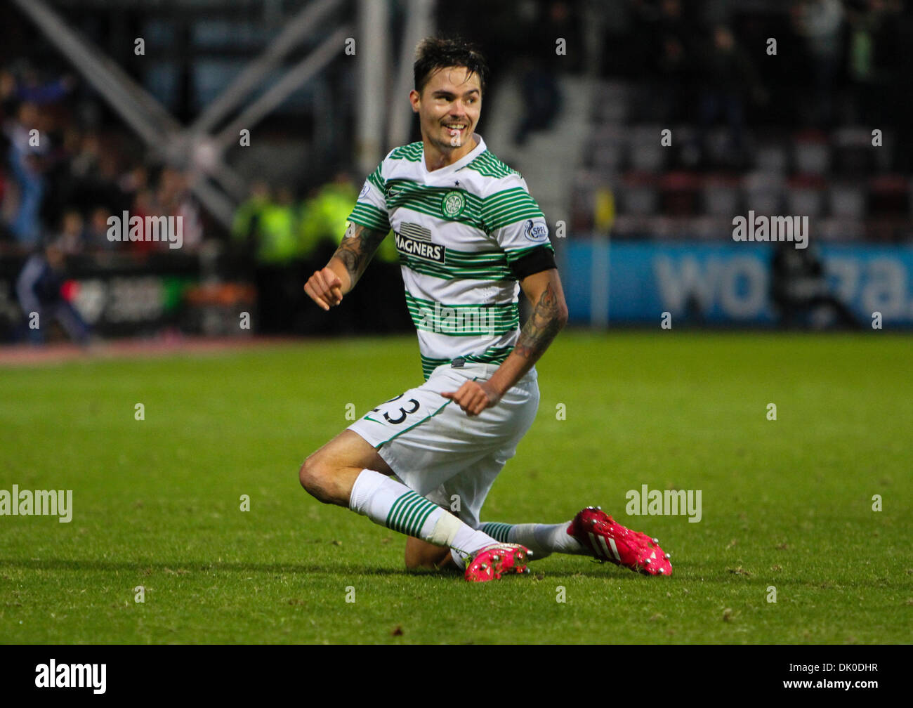 Edinburgh, Scotland. 01st Dec, 2013. Mikael Lustig celebrates this goal during the William Hill Scottish Cup Fourth Round Heart of Midlothian and Celtic. From Tynecastle Stadium, Gorgie, Edinburgh. Credit:  Action Plus Sports/Alamy Live News Stock Photo