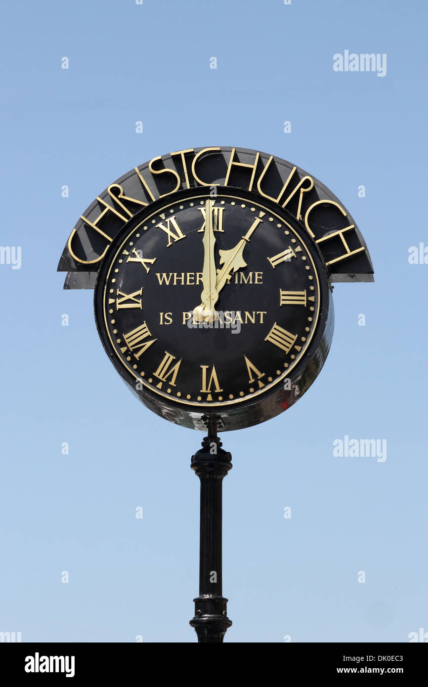 Clock in centre of Christchurch market square Stock Photo Alamy