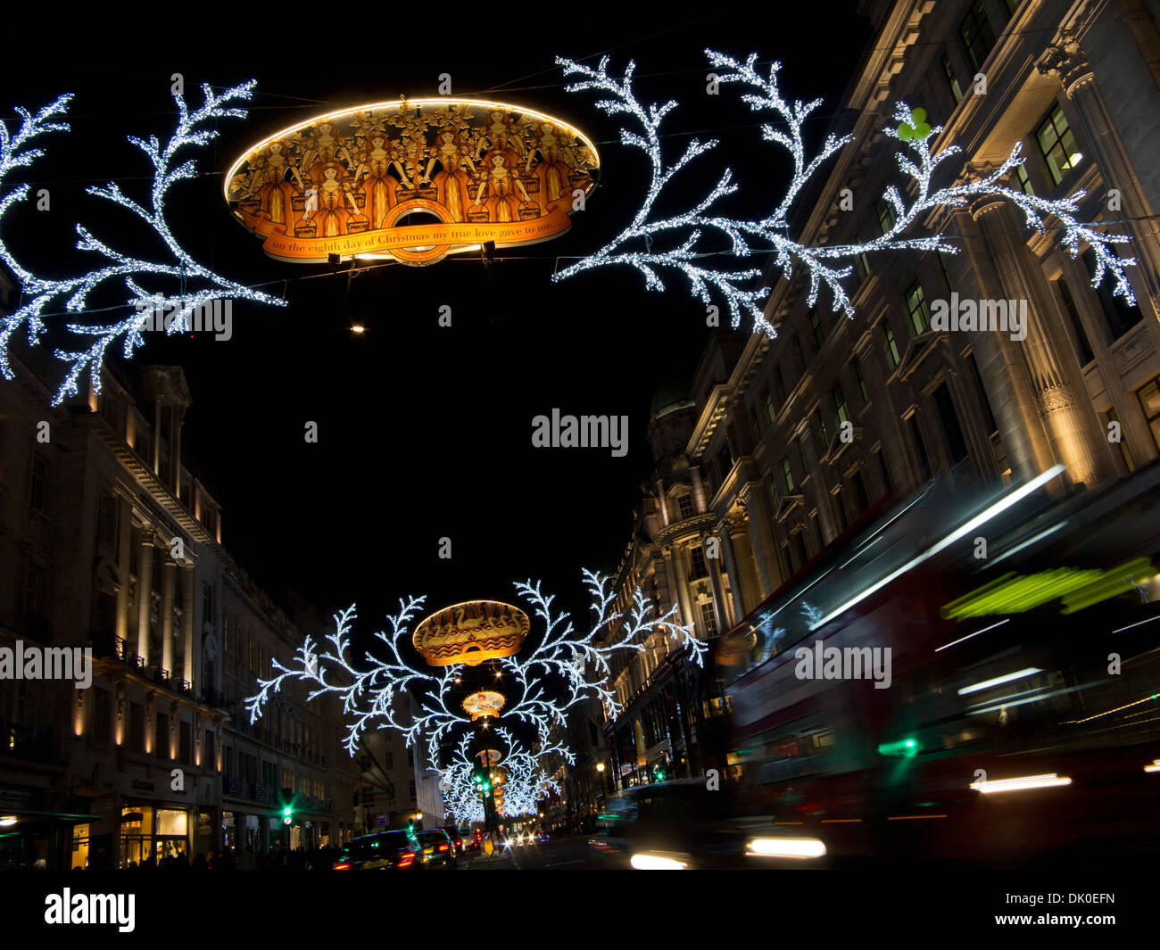 Christmas illuminations in Regent's St. London, UK Stock Photo Alamy