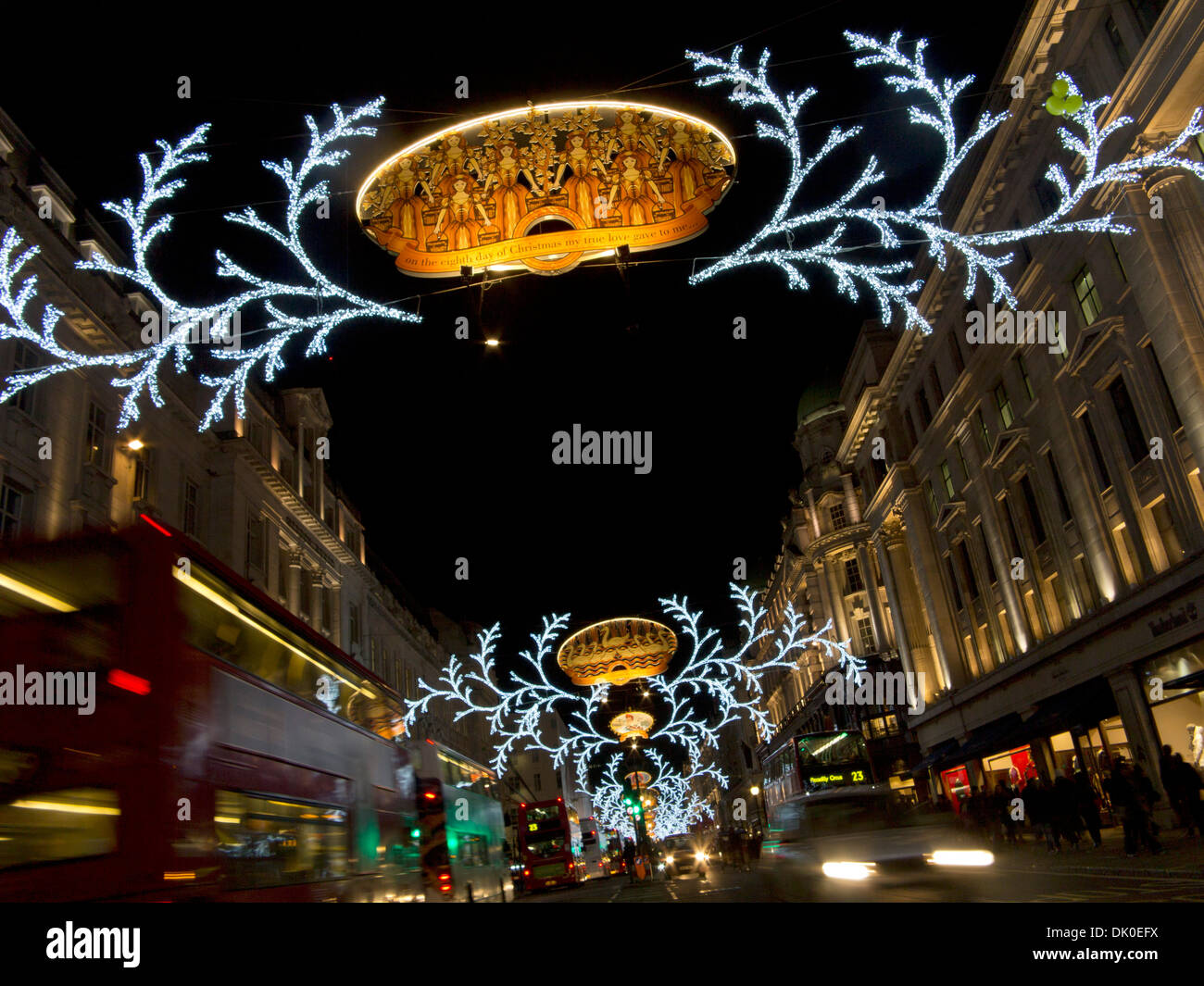 Christmas illuminations in Regent's St. London, UK Stock Photo Alamy