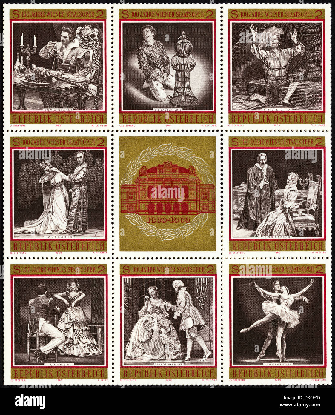 postage stamp Austria featuring Centenary of the Vienna Opera House