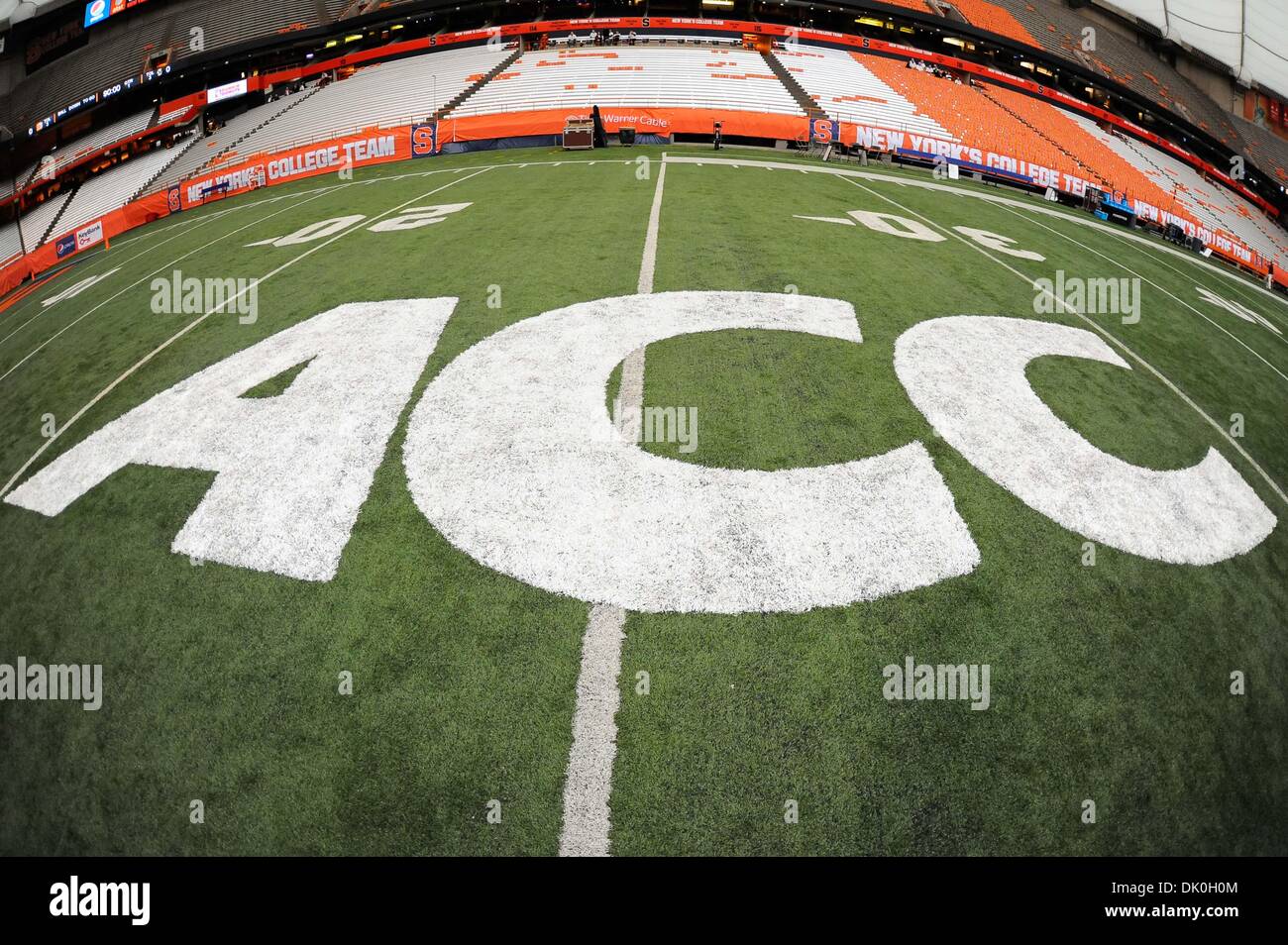 Syracuse, New York, USA. 30th Nov, 2013. November 30, 2013: General view of the Atlantic Coast Conference logo at the Carrier Dome prior to an NCAA Football game between the Boston College Eagles and the Syracuse Orange in Syracuse, New York. Syracuse defeated Boston College 34-31. Rich Barnes/CSM/Alamy Live News Stock Photo