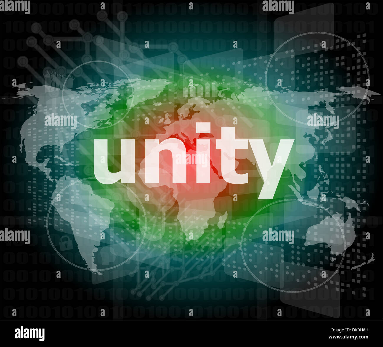 unity text on digital touch screen - business concept Stock Photo - Alamy