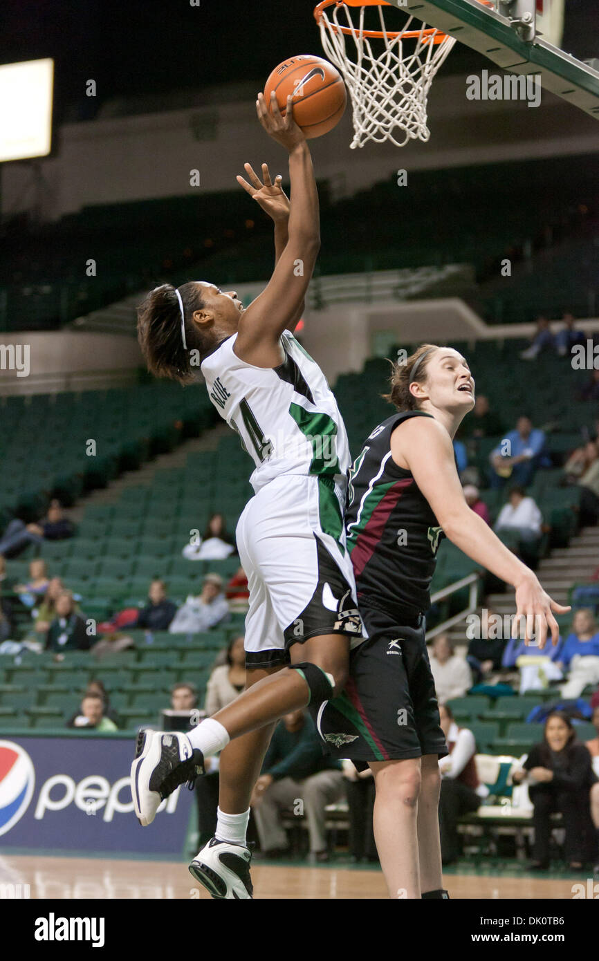 Jan. 8, 2011 - Cleveland, Ohio, U.S - Cleveland State center Destinee Blue (24) goes to the basket against Green Bay forward Sarah Eichler (43) during the second half.  The 20th ranked Green Bay Phoenix defeated the Cleveland State Vikings 63-55 at the Wolstein Center in Cleveland, Ohio. (Credit Image: © Frank Jansky/Southcreek Global/ZUMAPRESS.com) Stock Photo