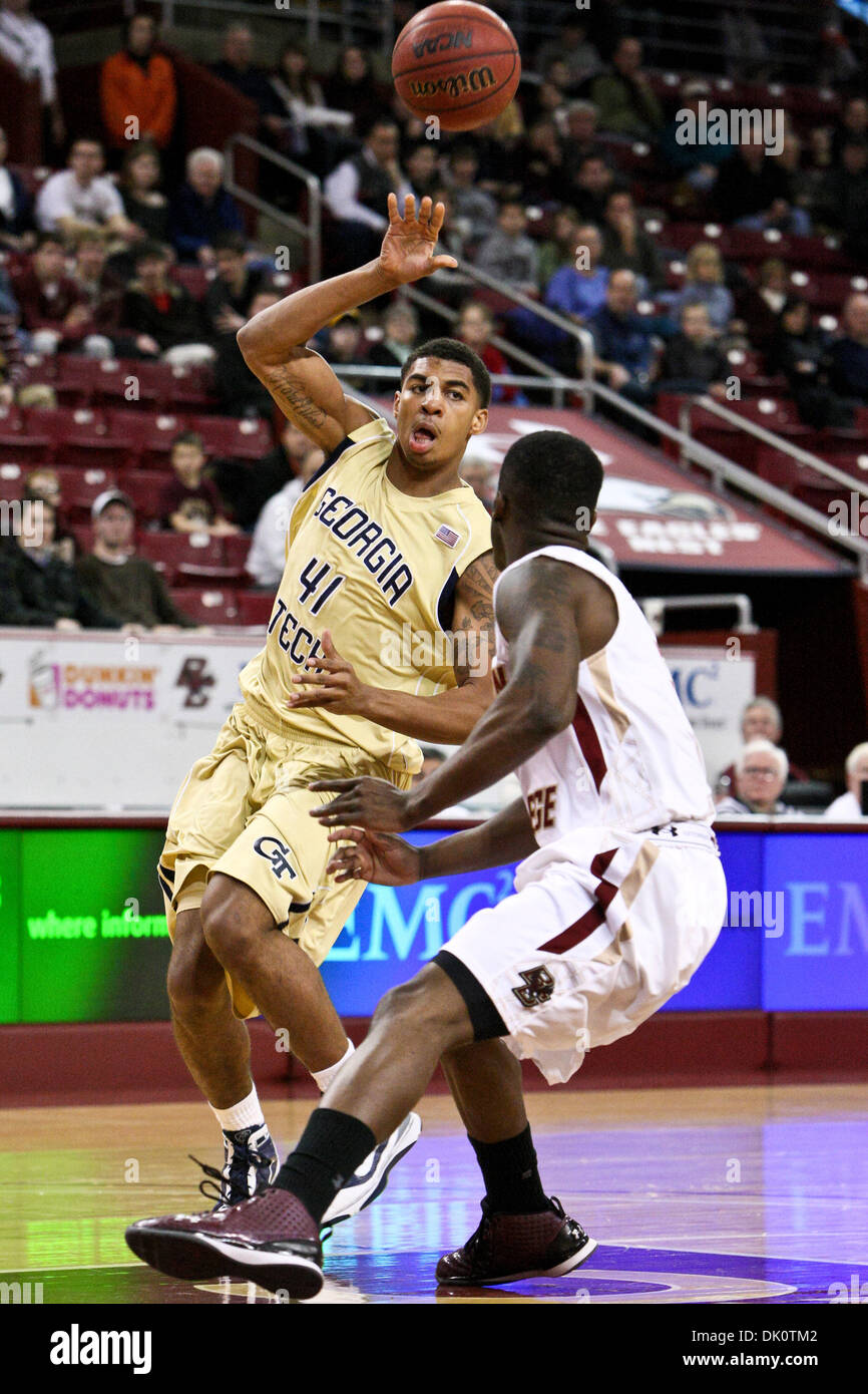 Jan. 8, 2011 - Chestnut Hill, Massachusetts, United States of America - Georgia Tech Yellow Jackets guard Glen Rice Jr. (41) made six of his thirteen field goal shots during the game against the Boston College Eagles.  Boston College defeated Georgia Tech 86 - 75. (Credit Image: © Mark Box/Southcreek Global/ZUMAPRESS.com) Stock Photo