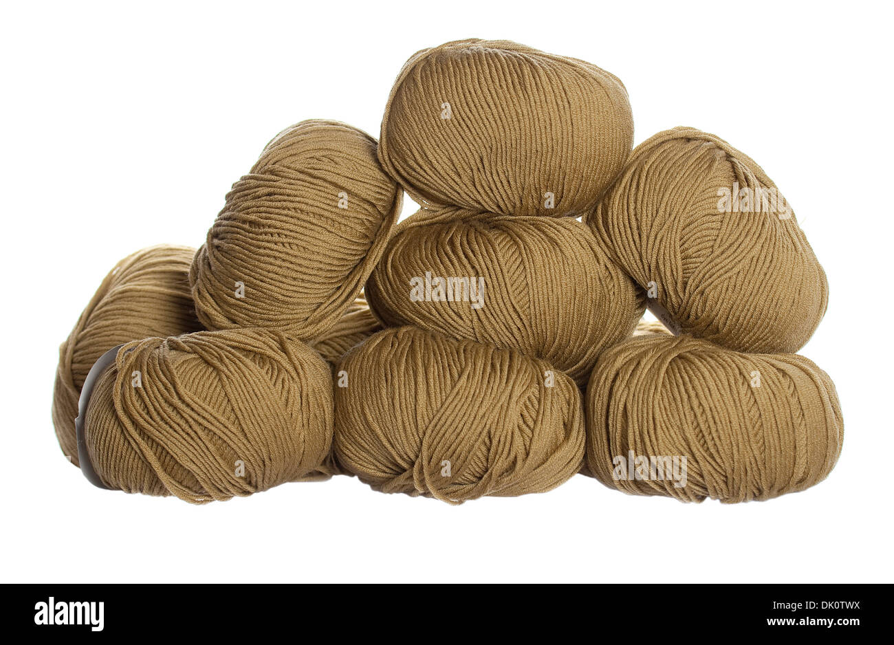 khaki coloured balls of wool Stock Photo