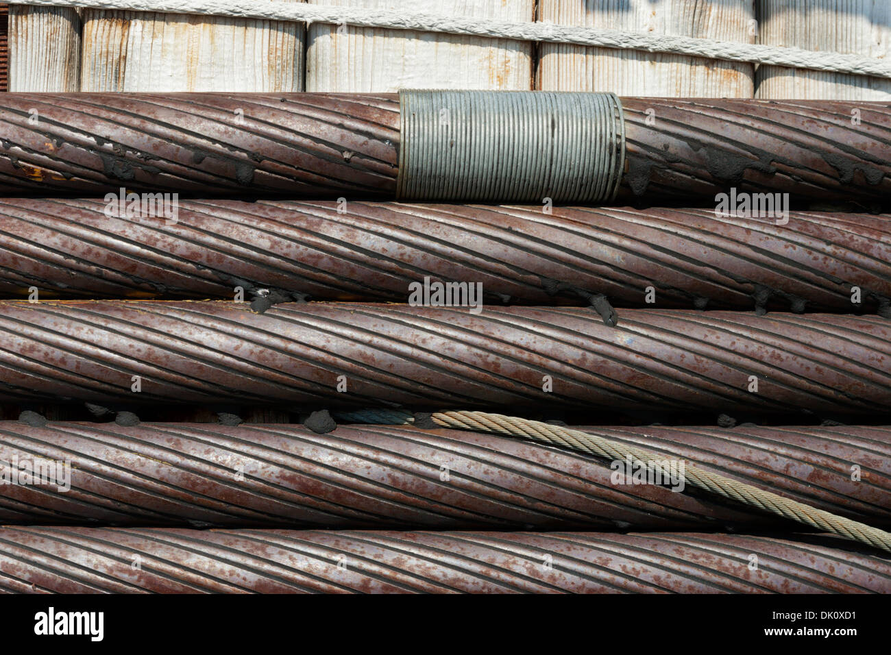 end of roll cable splice mine shaft elevator cable Stock Photo