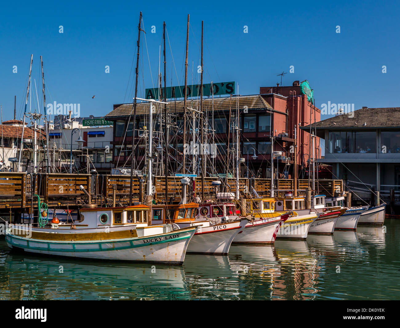 Fishing boats, Fisherman's Wharf, San Francisco, California, USA Stock