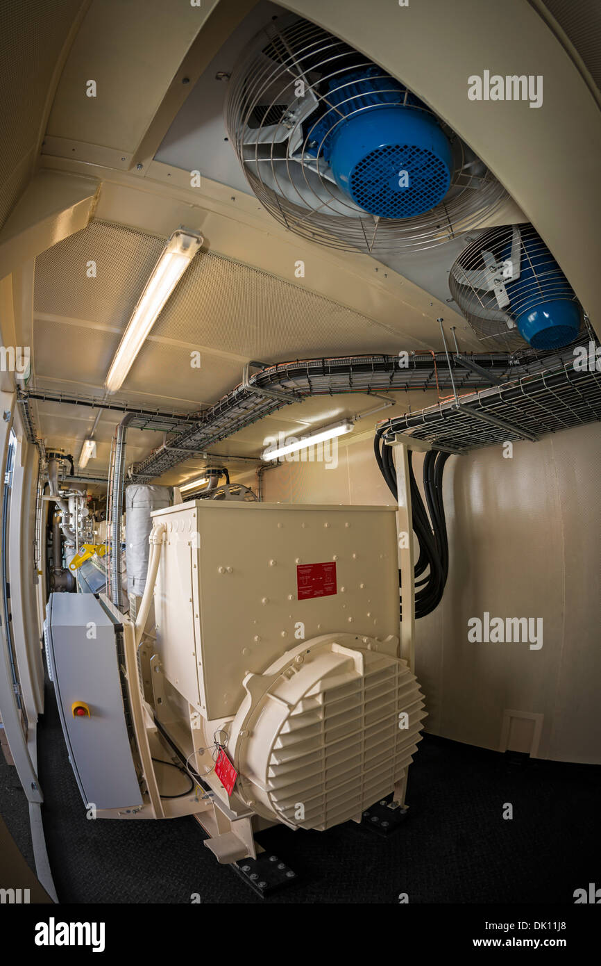 A containerized power station allowing the biogas recovering by fermentation of rubbish dump. Bio gas engine and cogeneration. Stock Photo