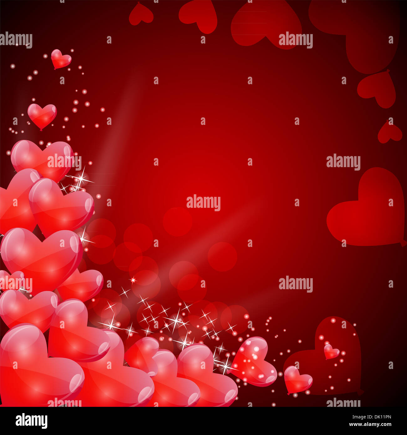 Valentines Day Card with Heart Shaped Balloons, Vector Illustration ...