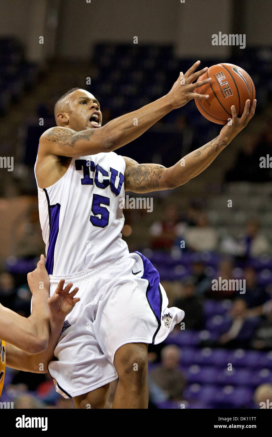 Jan. 12, 2011 - Fort Worth, Texas, US - TCU Horned Frogs Guard Ronnie Moss (5) in action against the Wyoming Cowboys. At the half, TCU leads Wyoming 39-23 at Daniel-Meyer Coliseum. (Credit Image: © Andrew Dieb/Southcreek Global/ZUMAPRESS.com) Stock Photo