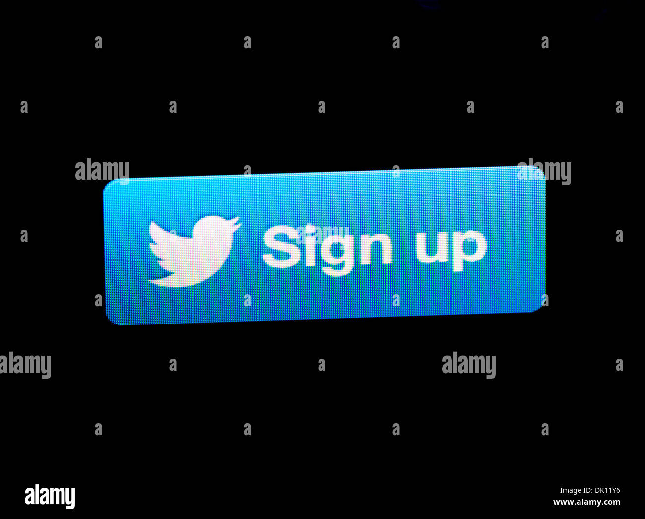 Twitter sign up button on an iPad Stock Photo