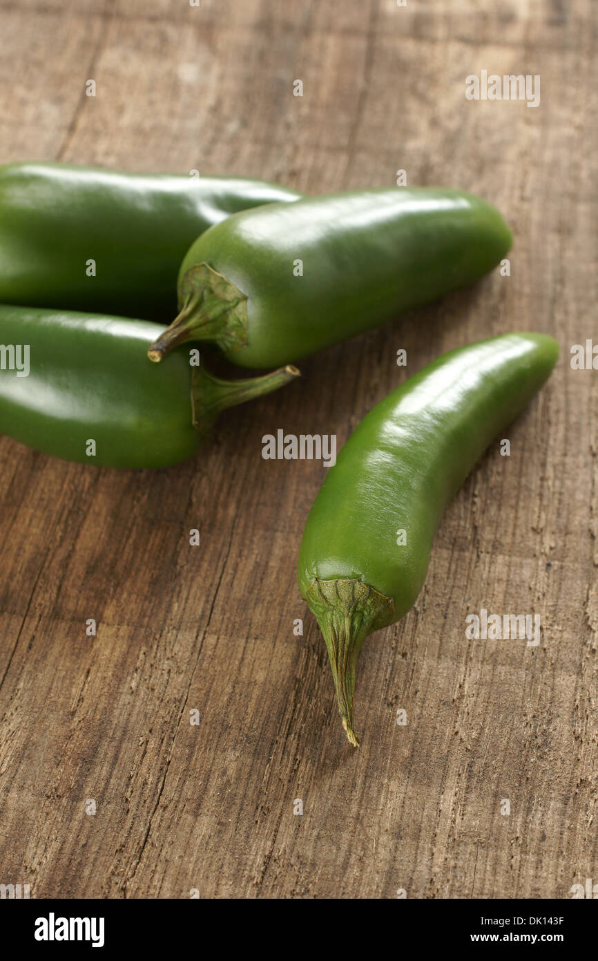 Jalapeno green chillies popular ingredients in Mexican and Latin food Stock Photo
