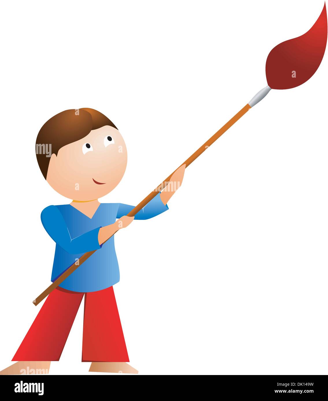 Little boy with a large brush Stock Vector Image & Art - Alamy