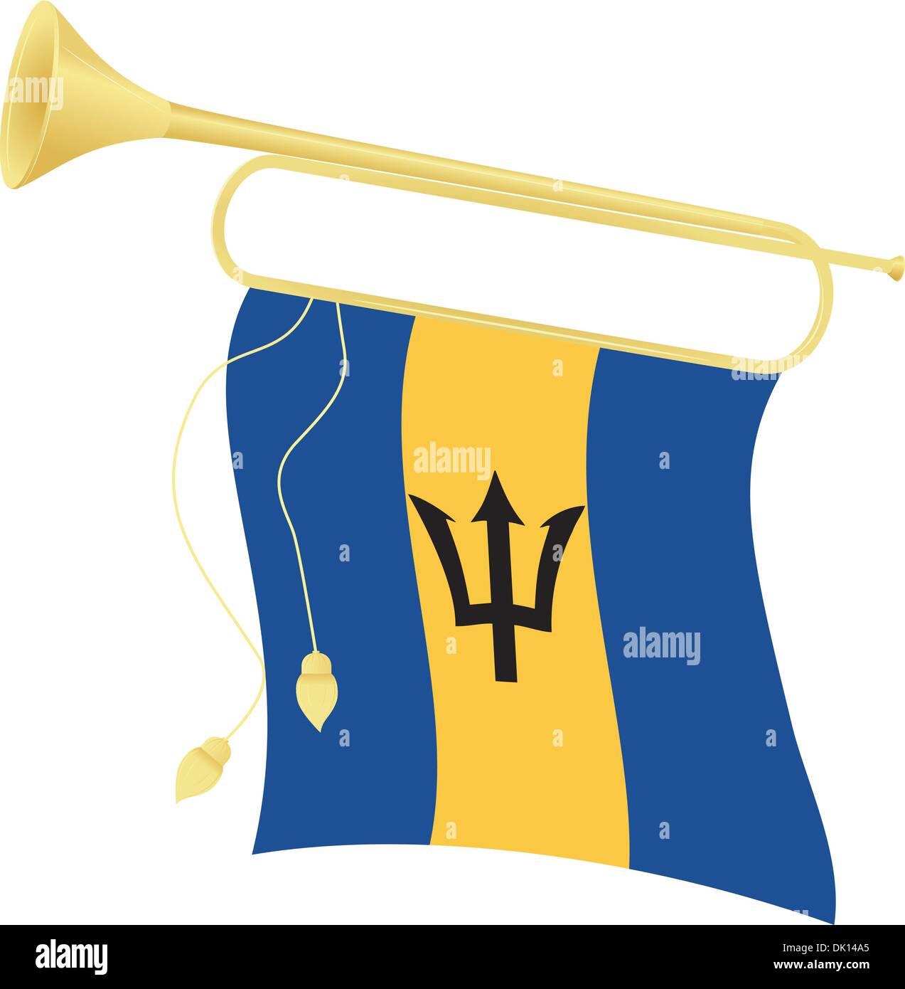 Vector illustration bugle with a flag Barbados Stock Vector Image & Art