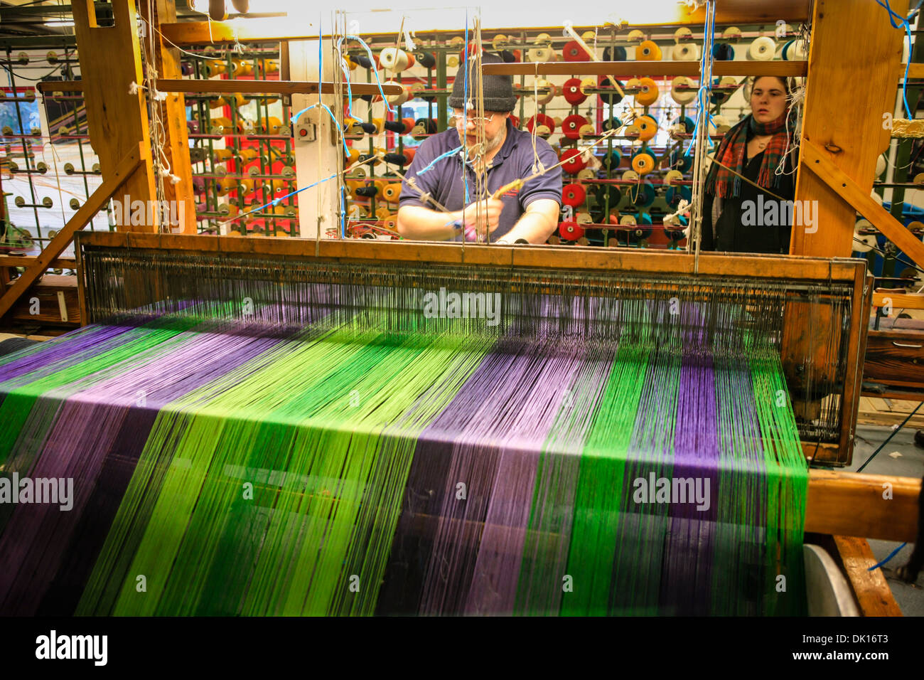 Demonstration of the old weaving process to make textiles used in the