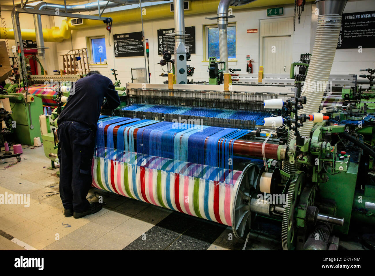 Modern weaving machine producing elaberate patterned textile for the