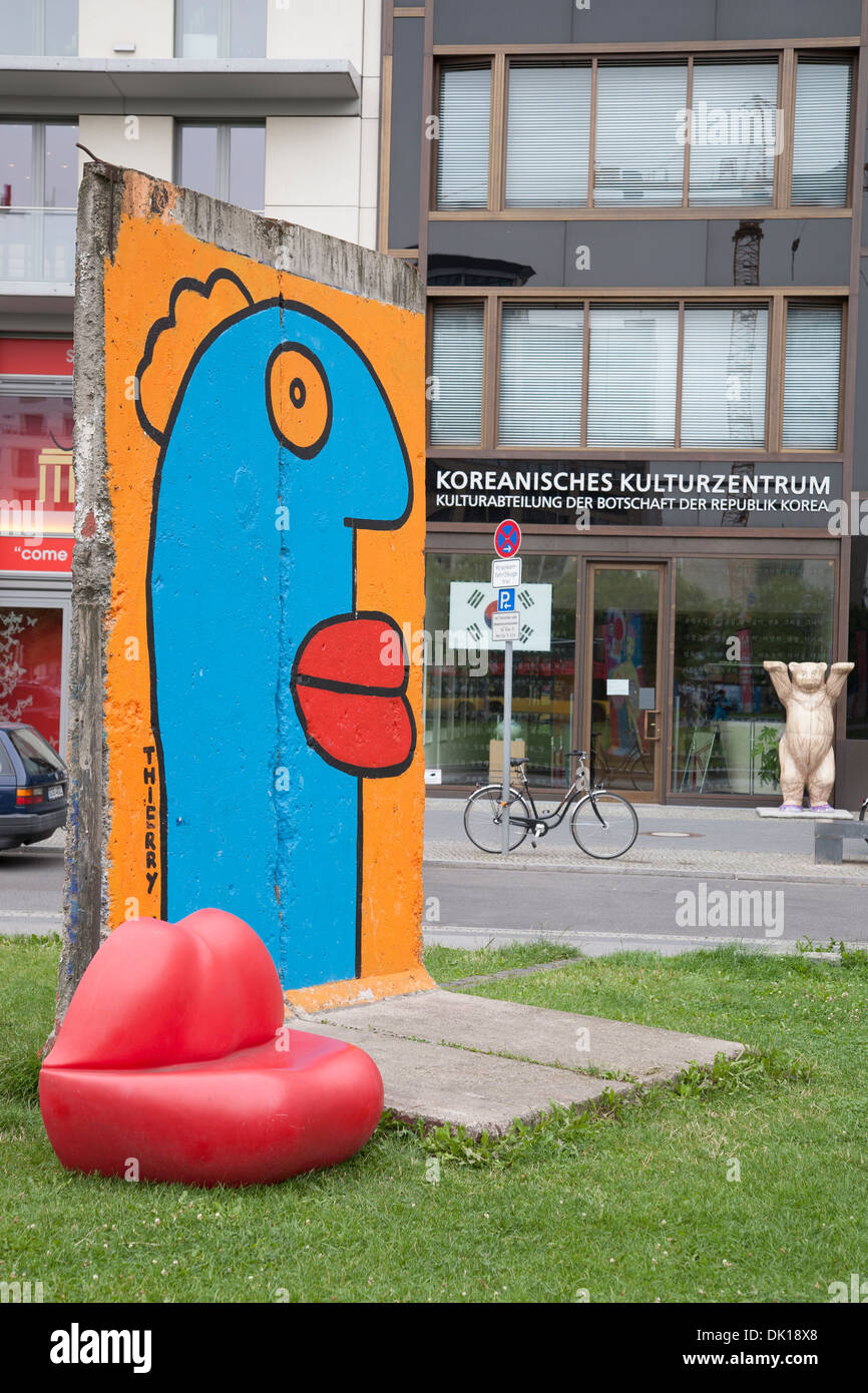 Art on Berlin Wall, Leipziger Platz Square; Berlin; Germany Stock Photo