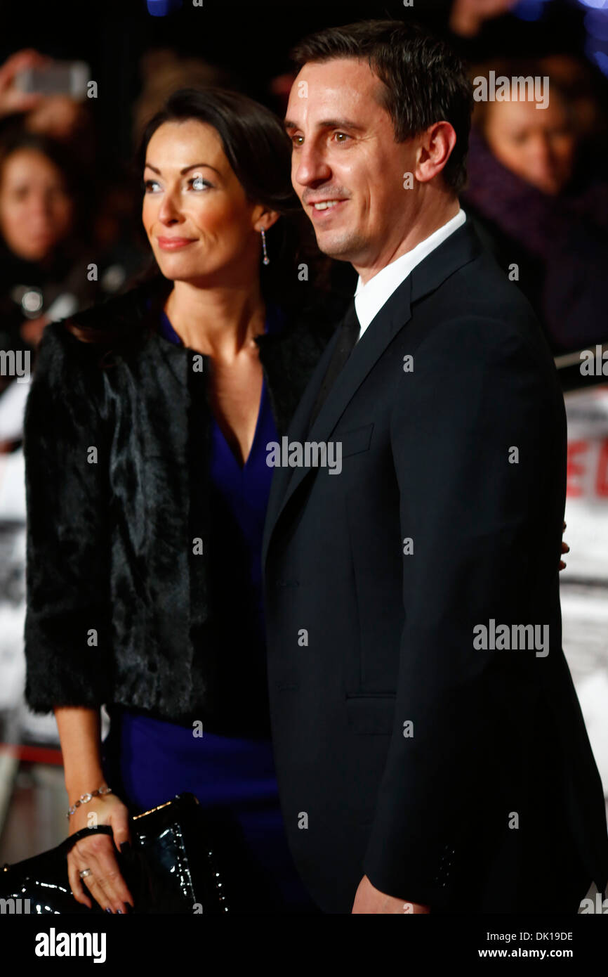 Former Manchester United and England footballer Gary Neville (R) and