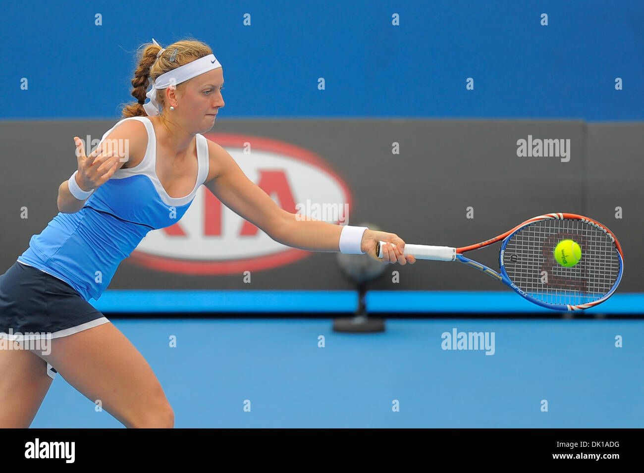 Jan. 18, 2011 - Melbourne, Victoria, Australia - Petra Kvitova (CZE) in action during her first round match against Sally Peers (AUS) on day two of the 2011 Australian Open at Melbourne Park, Australia. (Credit Image: © Sydney Low/Southcreek Global/ZUMAPRESS.com) Stock Photo