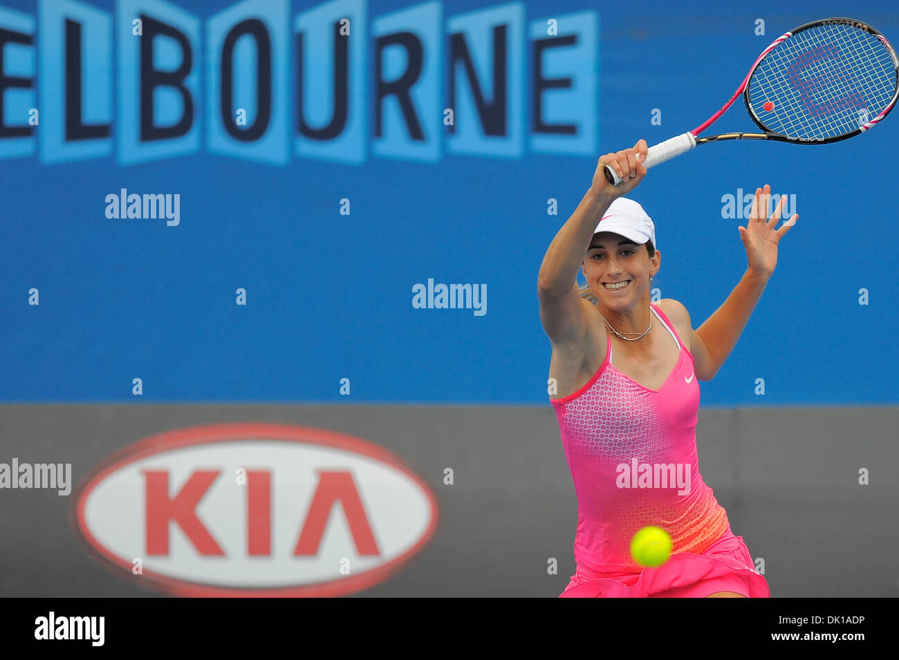 Jan. 18, 2011 - Melbourne, Victoria, Australia - Petra Martic (CRO) in action during her first round match against Sophie Ferguson (AUS) on day two of the 2011 Australian Open at Melbourne Park, Australia. (Credit Image: © Sydney Low/Southcreek Global/ZUMAPRESS.com) Stock Photo