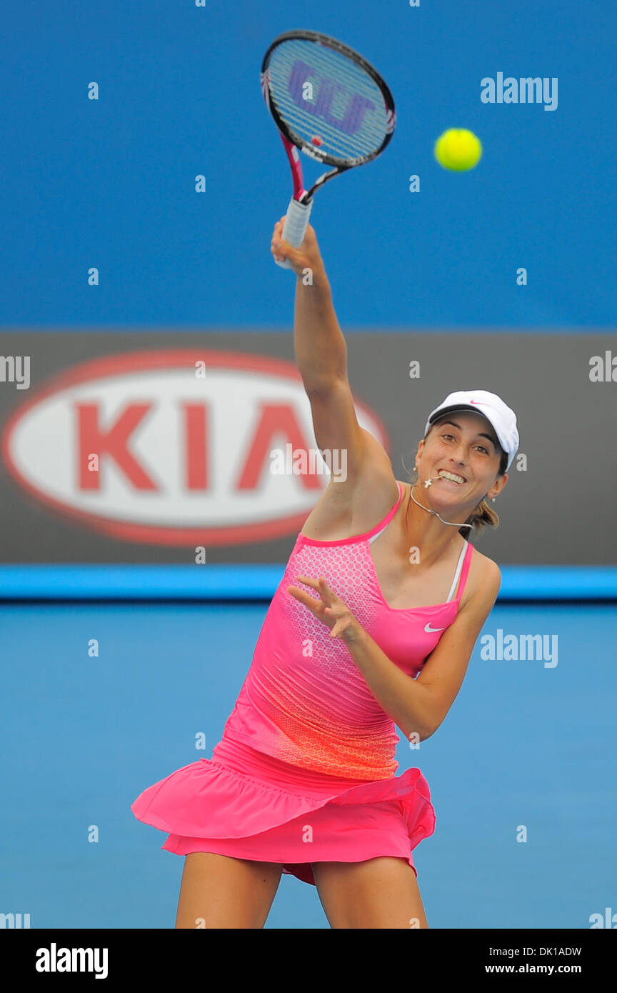 Jan. 18, 2011 - Melbourne, Victoria, Australia - Petra Martic (CRO) in action during her first round match against Sophie Ferguson (AUS) on day two of the 2011 Australian Open at Melbourne Park, Australia. (Credit Image: © Sydney Low/Southcreek Global/ZUMAPRESS.com) Stock Photo