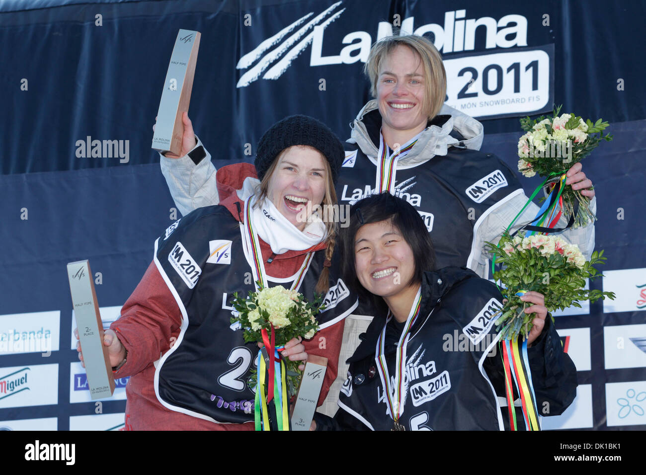 Jan 20, 2011 La Molina, Spain Medalists in the women's halfpipe
