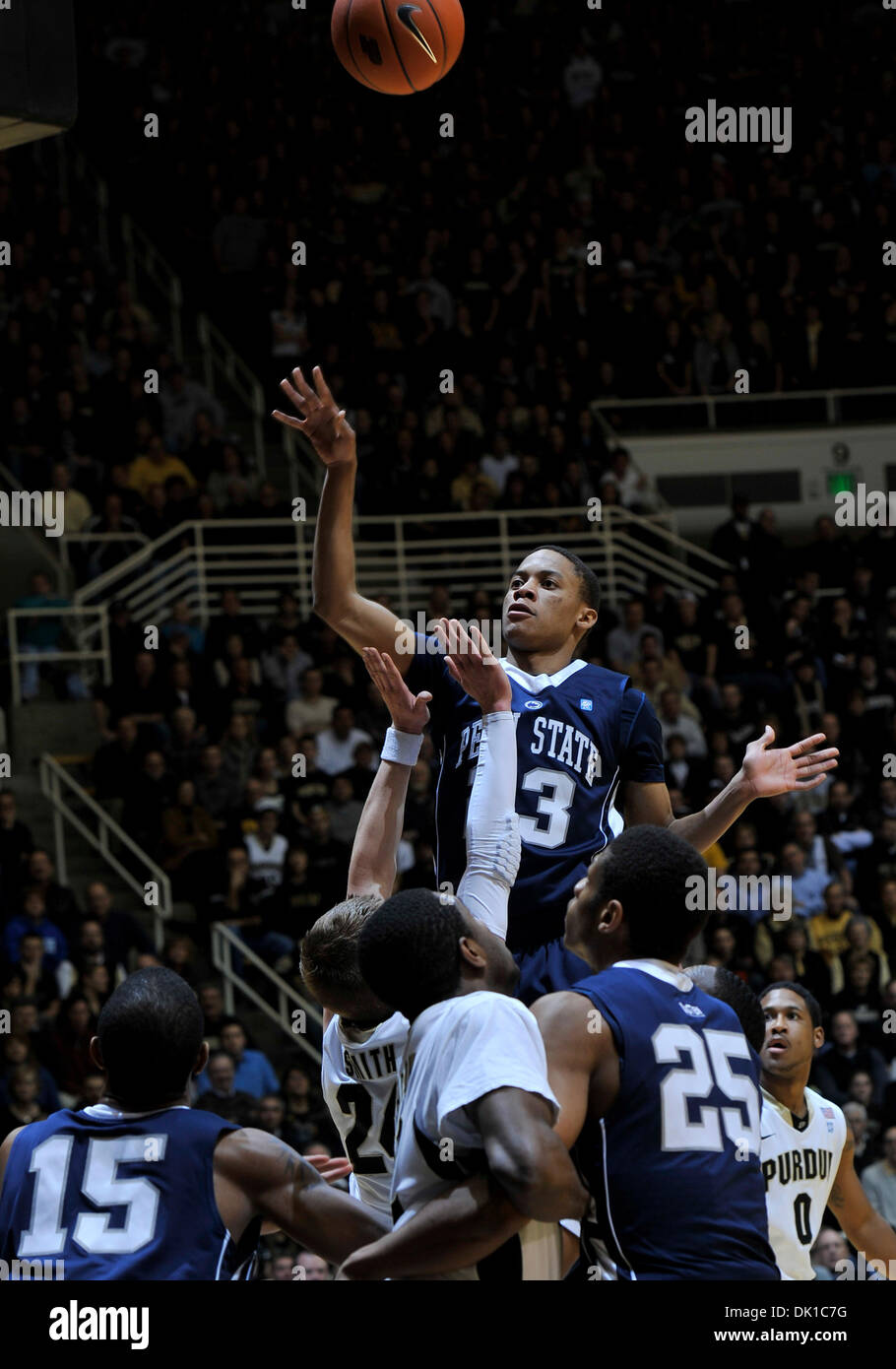 Jan. 20, 2011 - West Lafayette, Indiana, United States of America - Penn State's So G Tim Frazier (23) looks after his shot in traffic  in the game between Penn State and Purdue at Mackey Arena in West Lafayette. Purdue won the game 63-62. (Credit Image: © Sandra Dukes/Southcreek Global/ZUMAPRESS.com) Stock Photo